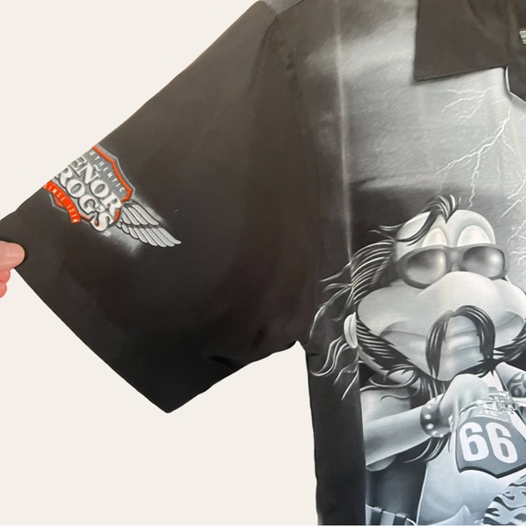 SENOR FROGS Biker Button Up Shirt Motorcycle Handlebar Mustache Rider - Picture 8 of 8